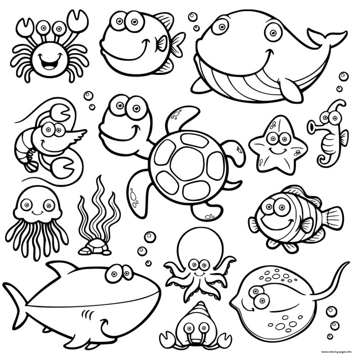 Coloring page of sea animals