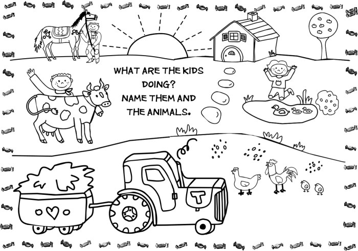 Farm animals coloring sheet