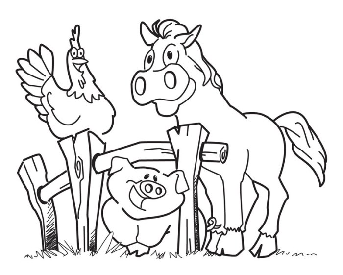 Farm animals coloring sheet