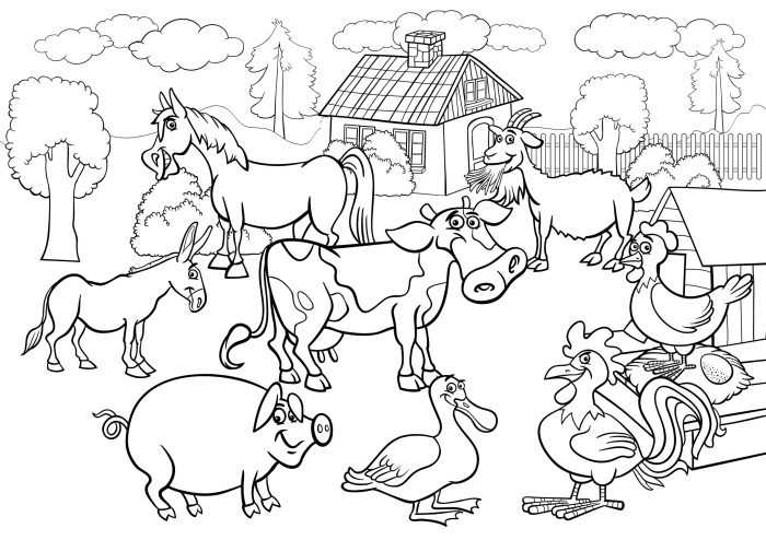 Farm animals coloring sheet