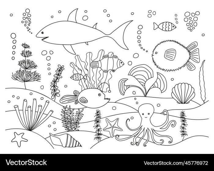 Coloring page of sea animals