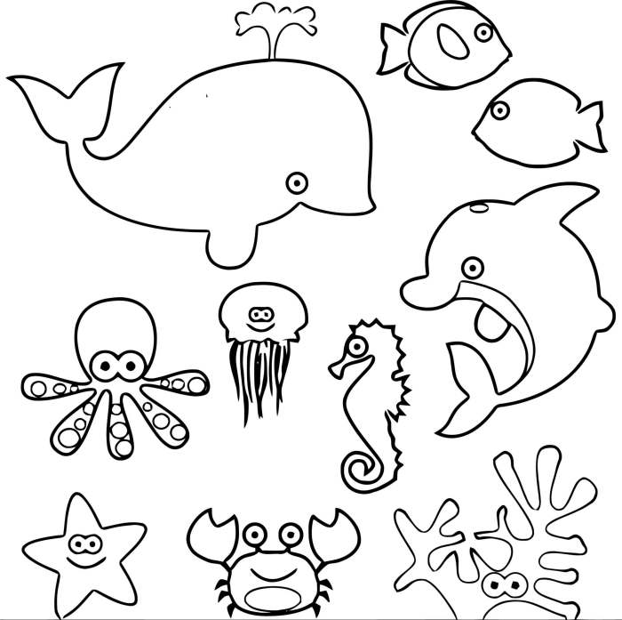 Cute sea animals coloring pages