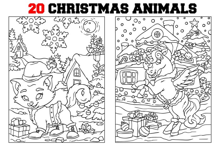 Christmas coloring pages animals