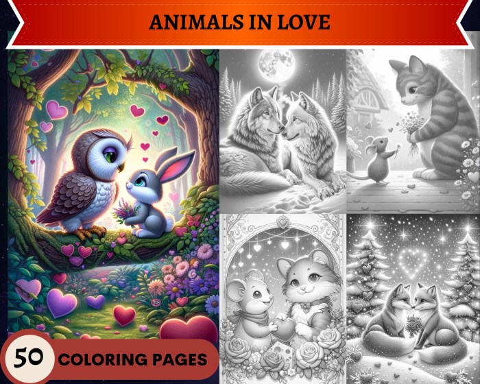 Animals in love coloring pages