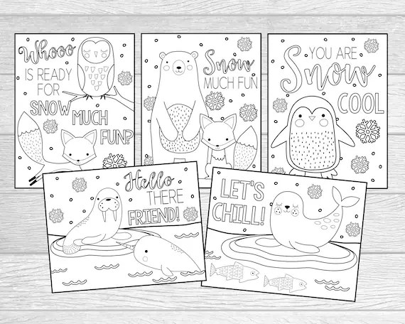 Simple winter animal coloring pages