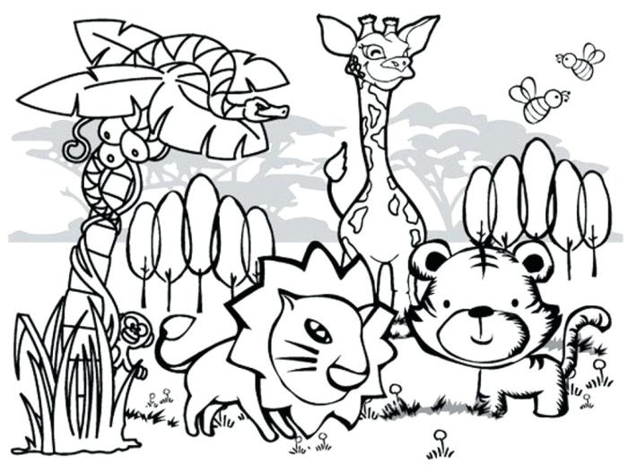 Forest with animals coloring pages