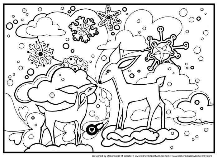 Simple winter animal coloring pages