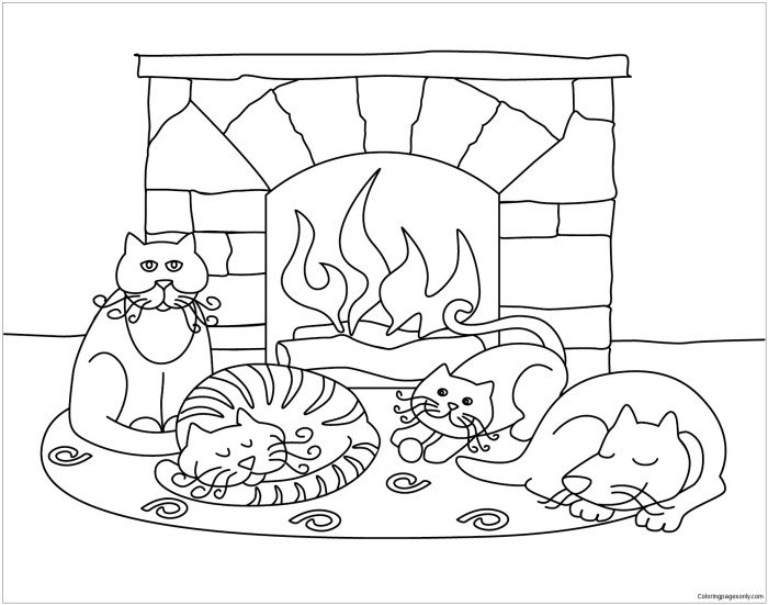 Animals in winter coloring page