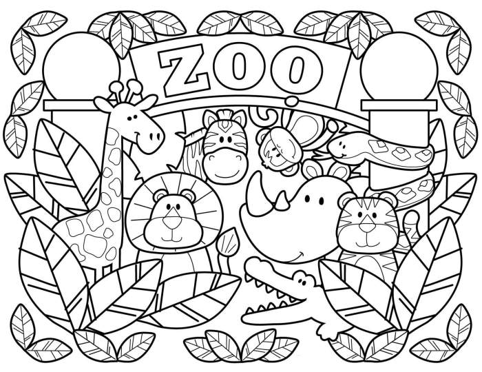 Printable zoo animals coloring pages