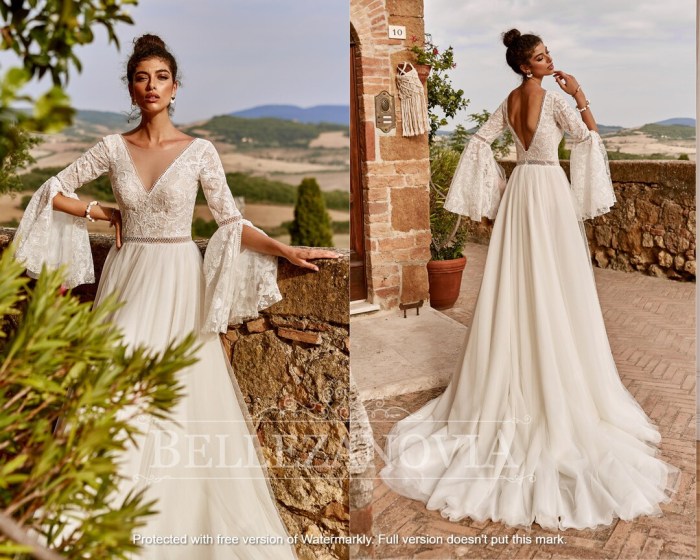 Flare sleeve wedding dress