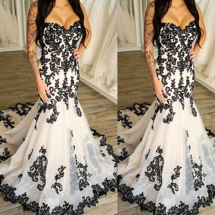 White gothic wedding dresses