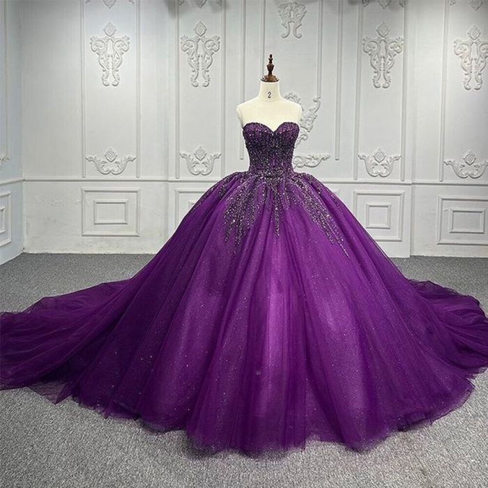 Dark purple wedding dress